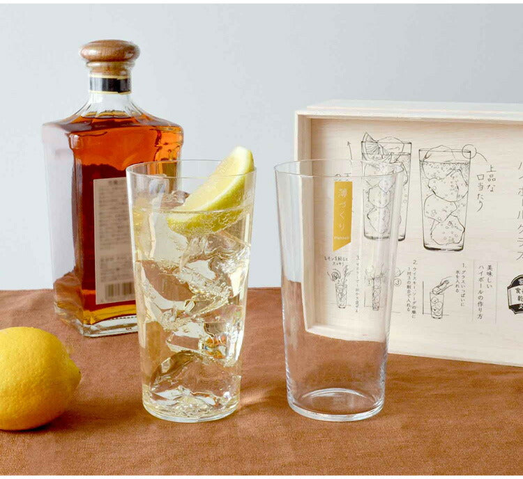 東洋佐々木ガラス 薄づくりハイボールグラスセット 2個 【ギフトラッピング・専用木箱入】 食洗機対応 ハイボールグラス ペアグラス グラス コップ タンブラー プレゼント ギフト おしゃれ