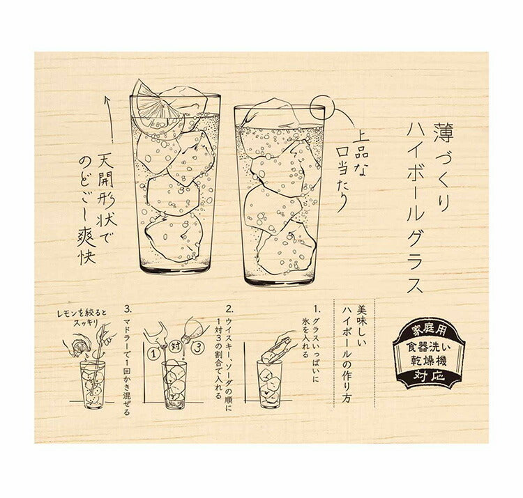 東洋佐々木ガラス 薄づくりハイボールグラスセット 2個 【ギフトラッピング・専用木箱入】 食洗機対応 ハイボールグラス ペアグラス グラス コップ タンブラー プレゼント ギフト おしゃれ