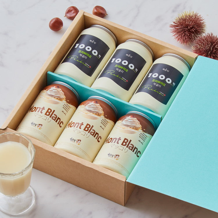 乳酸菌1000億プリバイオマッコリとモンブランマッコリ6缶セット マッコリ モンブランマッコリ 缶 6缶 350ml 韓国 ギフト 贈り物 プレゼント 贈答 箱入 ギフトボックス
