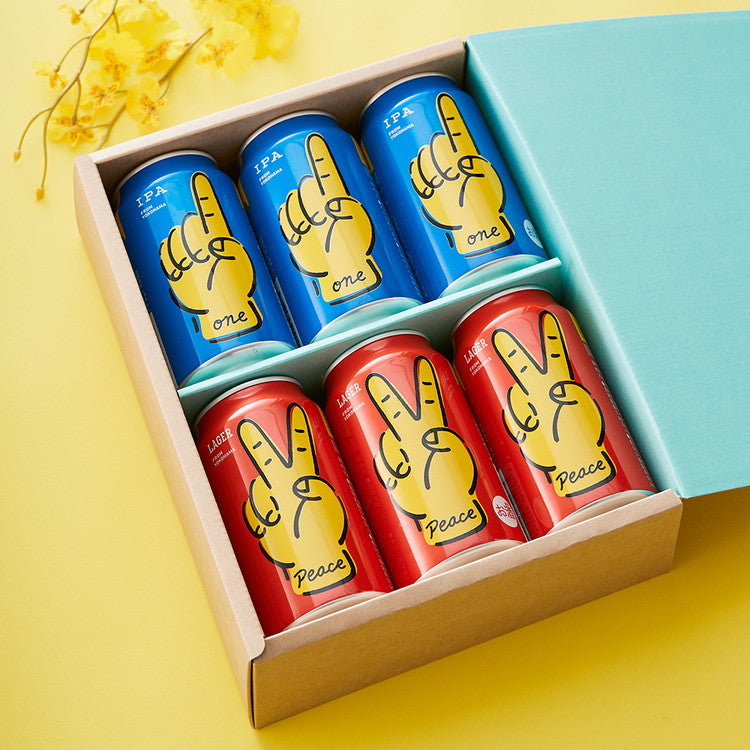 【誕生日向け】オンリーワンの特別な日にピースを掲げて乾杯!ONE&PEACE 6缶セット 【母の日に】 バレンタイン ビール クラフトビール IPA ラガー REVO BREWING ギフト 贈り物 プレゼント 贈答 箱入 ギフトボックス 誕生日