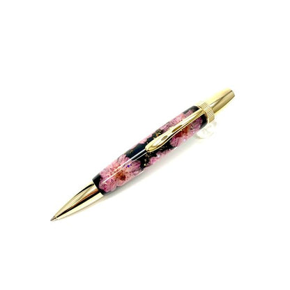 花柄 ボールペン/文房具 【八重桜 ブラック】 パーカータイプ 芯：0.7mm 日本製 文具 オフィス用品 『Frower Pen』 (代引不可)