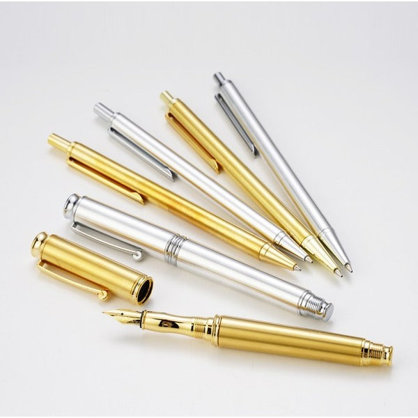 金属 万年筆/文房具 【アルミ シルバーカラー】 日本製 中太字 文具 オフィス用品 ステーショナリー『Metal Pen』 (代引不可)