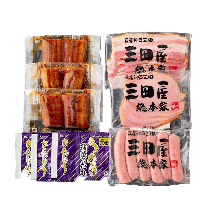 鰻楽 うなぎ蒲焼&三田屋総本家ハム詰合せ 食品 ギフト プレゼント 贈答 熨斗 のし 贈り物 記念日 お祝い 冠婚葬祭 内祝 御祝 無地 出産内祝 結婚内祝 御見舞 快気祝 御仏前 志 お供 0130682(代引不可)