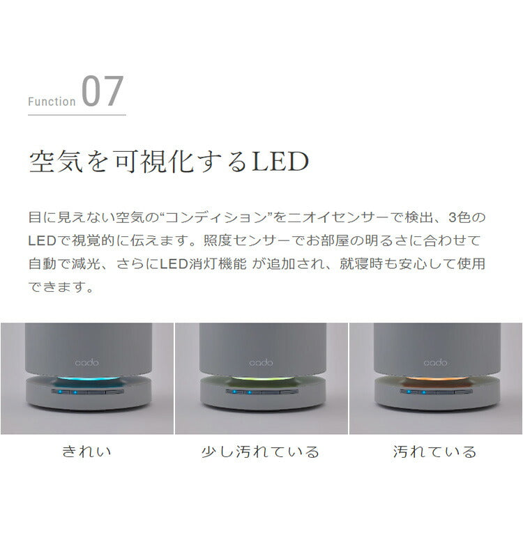 cado 空気清浄機 17畳 LEAF 130 花粉 脱臭 除菌 消臭 ウイルス 静音 PM2.5 フィルター シンプル おしゃれ ペット 機能 性能 タバコ デザイン 操作 オゾン AP-C130(代引不可)