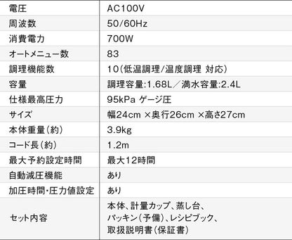 siroca シロカ 電気圧力鍋 おうちシェフ PRO ホワイト ブラウン 電気圧力鍋 圧力鍋 炊飯器 電気調理鍋 自動調理鍋 電気調理器 電気鍋 スマートプレッシャー技術 高圧力95Kpa 自動減圧 SP-2DM251