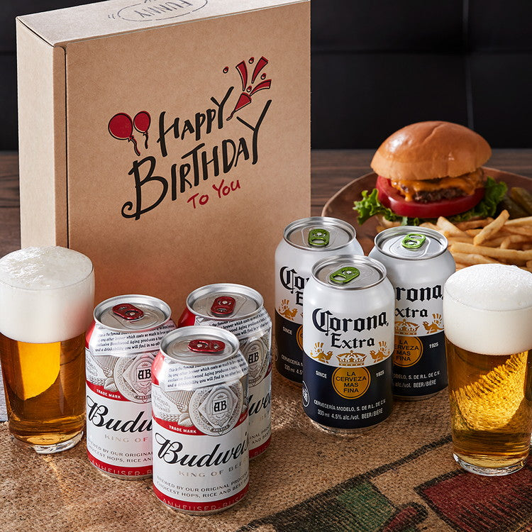 【誕生日専用】人気の海外ビール飲み比べ バドワイザー & コロナビール 6缶 セット ビール Budweiser Colona ギフト 贈り物 プレゼント 贈答 箱入 ギフトボックス 誕生日