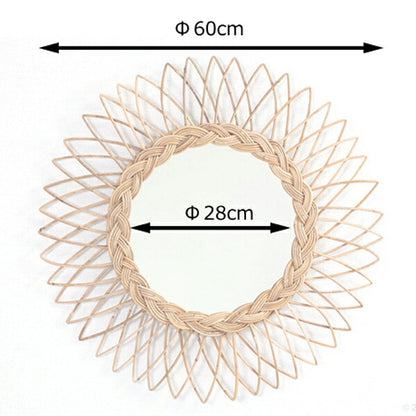 ラタン サンミラー 太陽型 径60cm 雑貨 小物 太陽 ミラー 鏡 壁掛け インテリア 籐 アジアン フレンチ 手作り 可愛い おしゃれ(代引不可)