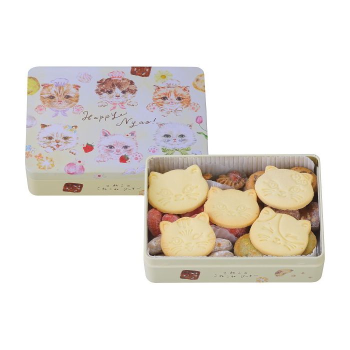 こねこのこねこねクッキー缶 Happynyao Happynyao クッキー グルメギフト贈り物プレゼント記念贈答取り寄せグルメ(代引不可)